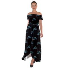 Just Beauty Words Motif Print Pattern Off Shoulder Open Front Chiffon Dress by dflcprintsclothing