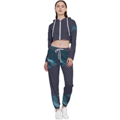 Flower Illustrations Leaves Cropped Zip Up Lounge Set by HermanTelo