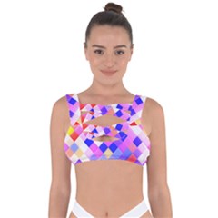 Squares Pattern Geometric Seamless Bandaged Up Bikini Top by Dutashop