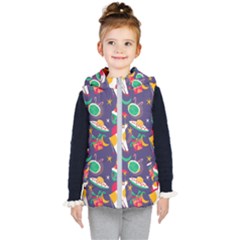 Space Christmas 2 Kids  Hooded Puffer Vest by designsbymallika