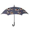 Cute  Pattern With  Dancing Ballerinas On The Blue Background Hook Handle Umbrellas (Small) View3