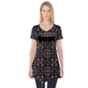 Dark Seamless Gemoetric Print Mosaic Short Sleeve Tunic  View1