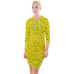 Flowers From Heaven  With A Modern Touch Quarter Sleeve Hood Bodycon Dress by pepitasart