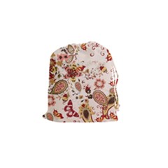 Red Floral Baatik Print Red Floral Baatik Print Drawstring Pouch (small) by designsbymallika