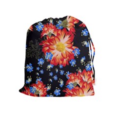 Orange And Blue Chamomiles Design Drawstring Pouch (xl) by ArtsyWishy