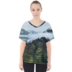 Mountain Landscape V-neck Dolman Drape Top by goljakoff