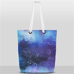 Blue Space Paint Full Print Rope Handle Tote (small) by goljakoff