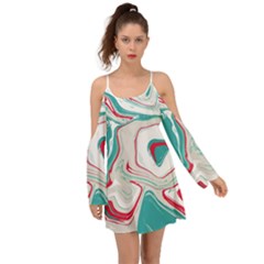 Vivid Marble Pattern Kimono Sleeves Boho Dress by goljakoff