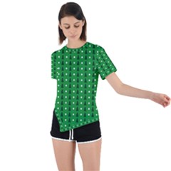 Green Christmas Tree Pattern Background Asymmetrical Short Sleeve Sports Tee by Amaryn4rt