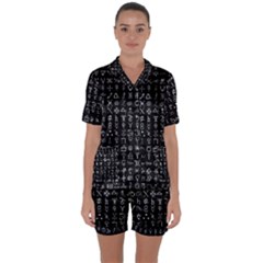 Alchemical Symbols - Collected Inverted Satin Short Sleeve Pajamas Set by WetdryvacsLair