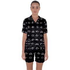 Electrical Symbols Callgraphy Short Run Inverted Satin Short Sleeve Pajamas Set by WetdryvacsLair