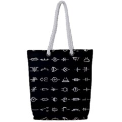Electrical Symbols Callgraphy Short Run Inverted Full Print Rope Handle Tote (small) by WetdryvacsLair