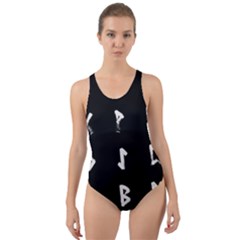 Elder Futhark Rune Set Collected Inverted Cut-out Back One Piece Swimsuit by WetdryvacsLair