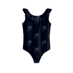 Arfican Head Sculpture Motif Print Pattern Kids  Frill Swimsuit by dflcprintsclothing