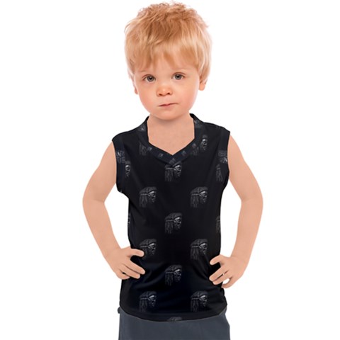 Arfican Head Sculpture Motif Print Pattern Kids  Sport Tank Top by dflcprintsclothing