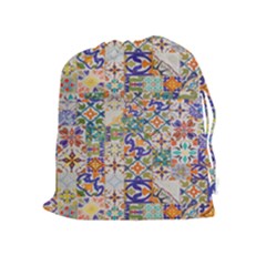 Mosaic Print Drawstring Pouch (xl) by designsbymallika