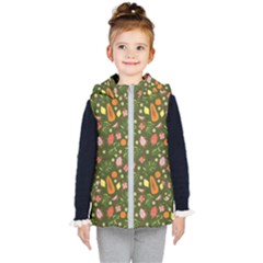 Tropical Fruits Love Kids  Hooded Puffer Vest by designsbymallika