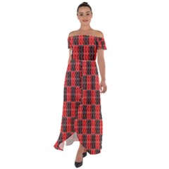 Rosegold Beads Chessboard1 Off Shoulder Open Front Chiffon Dress by Sparkle