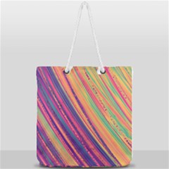 Colorful Stripes Full Print Rope Handle Tote (large) by Dazzleway