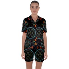 Mandala - 0006 - Floating Free Satin Short Sleeve Pajamas Set by WetdryvacsLair