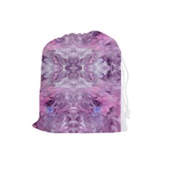 Pink Grey Repeats Drawstring Pouch (large) by kaleidomarblingart
