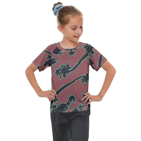 Tropical Style Floral Motif Print Pattern Kids  Mesh Piece Tee by dflcprintsclothing
