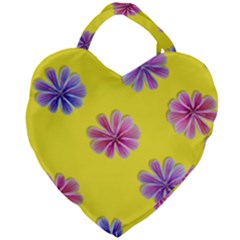 Yellow Purple Floral Giant Heart Shaped Tote by NICHEATUDE