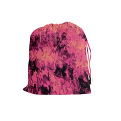 Pink Abstract Drawstring Pouch (large) by Dazzleway