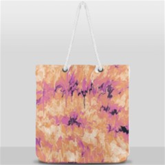 Yellow And Pink Abstract Full Print Rope Handle Tote (large) by Dazzleway