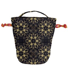 Black And Gold Pattern Drawstring Bucket Bag by Dazzleway