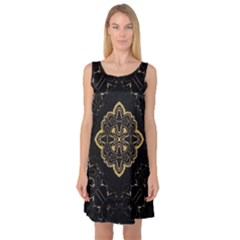 Ornate Black And Gold Sleeveless Satin Nightdress by Dazzleway