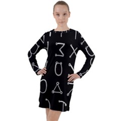 Heinrich Cornelius Agrippa Of Occult Philosophy 1651 Angelic Alphabet Or Celestial Writing Collected Inverted Long Sleeve Hoodie Dress by WetdryvacsLair
