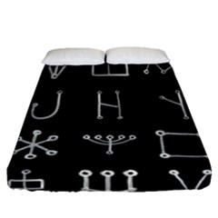 Heinrich Cornelius Agrippa Of Occult Philosophy 1651 Malachim Alphabet Collected Inverted Square Fitted Sheet (queen Size) by WetdryvacsLair