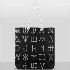 Heinrich Cornelius Agrippa Of Occult Philosophy 1651 Malachim Alphabet Collected Inverted Square Full Print Rope Handle Tote (large) by WetdryvacsLair