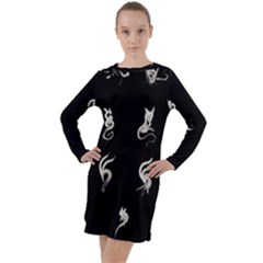 Katzen Cats Long Sleeve Hoodie Dress by WetdryvacsLair