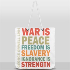Orwell Full Print Rope Handle Tote (large) by Valentinaart