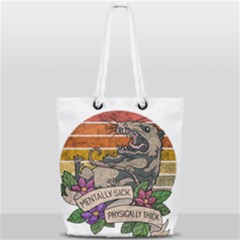 Possum - Mentally Sick Physically Thick Full Print Rope Handle Tote (small) by Valentinaart