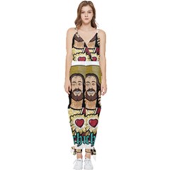 Buddy Christ Sleeveless Tie Ankle Jumpsuit by Valentinaart