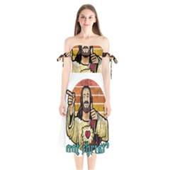 Got Christ? Shoulder Tie Bardot Midi Dress by Valentinaart