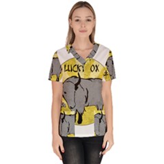 Chinese New Year ¨c Year Of The Ox Women s V-neck Scrub Top by Valentinaart