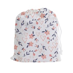Flowers And Hearts Drawstring Pouch (2xl) by Sobalvarro