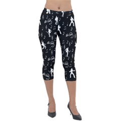 Elvis Lightweight Velour Capri Leggings  by Valentinaart