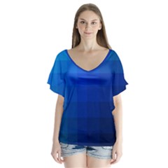 Zappwaits Water V-neck Flutter Sleeve Top by zappwaits