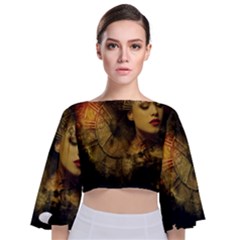 Surreal Steampunk Queen From Fonebook Tie Back Butterfly Sleeve Chiffon Top by 2853937