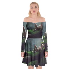 Wooden Child Resting On A Tree From Fonebook Off Shoulder Skater Dress by 2853937