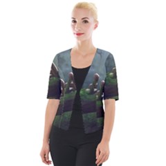 Wooden Child Resting On A Tree From Fonebook Cropped Button Cardigan by 2853937
