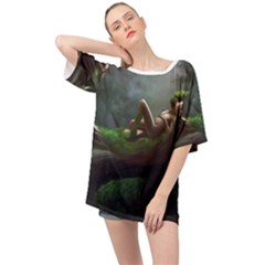 Wooden Child Resting On A Tree From Fonebook Oversized Chiffon Top by 2853937