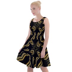 Black And Orange Geometric Design Knee Length Skater Dress by dflcprintsclothing