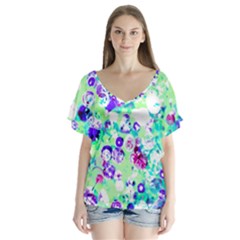 Sequins And Pins V-neck Flutter Sleeve Top by essentialimage