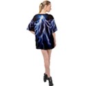 Blue Lightning at night, modern graphic art  Oversized Chiffon Top View2